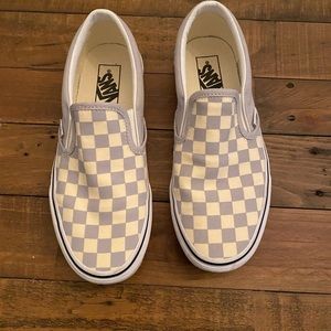 Checkered vans slip ons